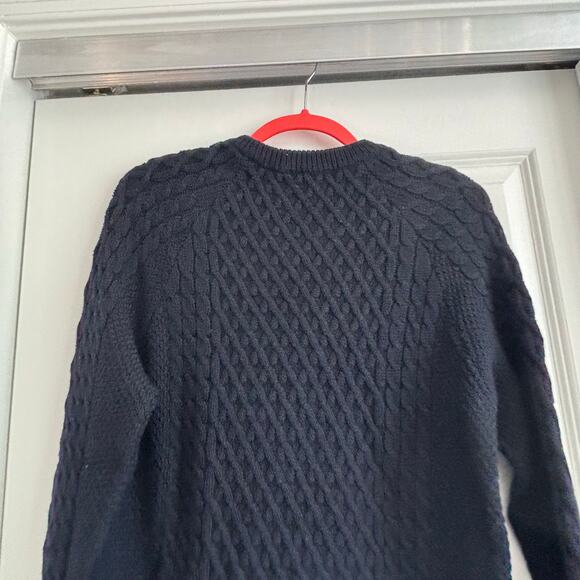 Chinti & Parker Navy Cream Heart Sz S Merino Wool Cable Knit Sweater Minimalist - Picture 9 of 11